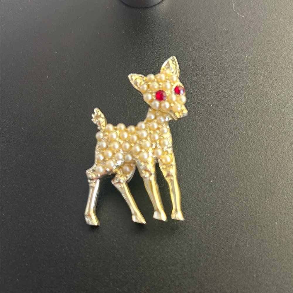 Gold and Pearl Deer Brooch